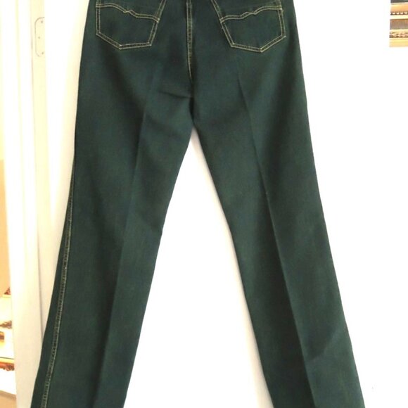 Rxmance Jeans Size 28 x 35 Dark Green Riveted 5 Pocket Vtg 70s Jean by Cotler - Picture 5 of 6